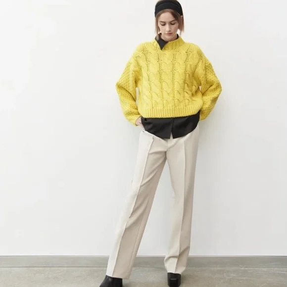 Zara Yellow Cable Knit Sweater - Picture 3 of 7